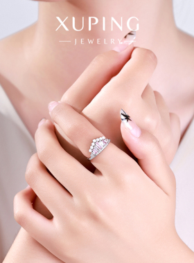 旭平时尚气质简约小清新甜美皇冠开口戒指