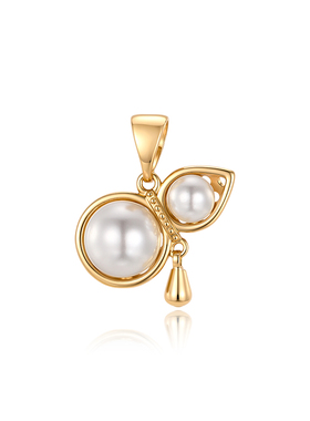 旭平时尚中式复古优雅气质易搭仿黄金色葫芦仿珍珠单吊坠无链条