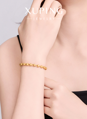 旭平新中式仿金色磨砂珠珠链手链素雅新中式复古气质圆珠手饰