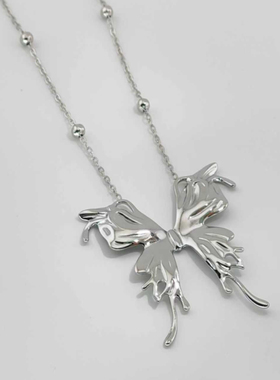 旭平液态金属ins风蝴蝶合金毛衣项链