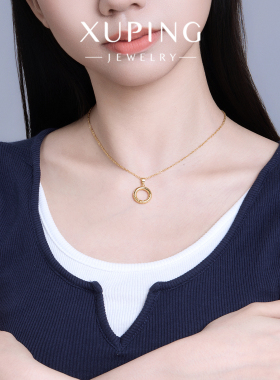 旭平复古金色甜甜圈圆环吊坠女复古纹理古典轻奢新中式气质挂坠