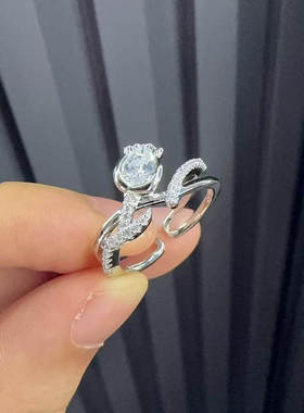 旭平微镶郁金香开口戒指女小众设计时尚个性轻奢高级感食指戒指环