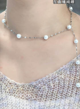 旭平普通金属合金仿珍珠Y字型项链气质简约易搭毛衣链约48+4CM