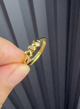 旭平仿黄金色蝴蝶结开口戒指