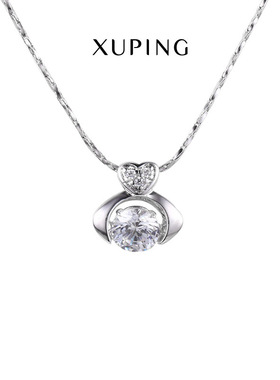 旭平银色圆形项链女简约ins冷淡风小众设计高级感复古爱心锁骨链