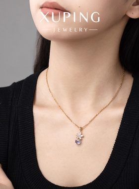 旭平仿水晶系列花朵立体方糖项链女时尚轻奢闪耀高级感锁骨链