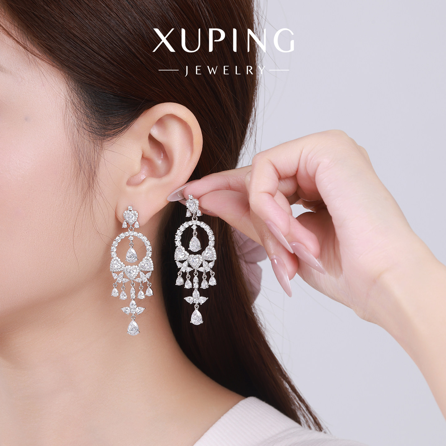 艳艳优雅时尚气质微镶灵动时尚轻奢重工梦网流苏耳钉