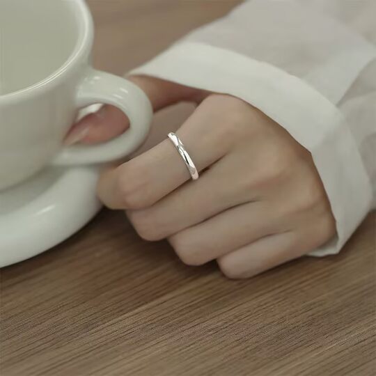 旭平素圈光面戒指镀细圈食指戒ins中性冷淡风情侣指环男女