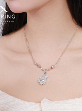 旭平合金镀金女花卉项链