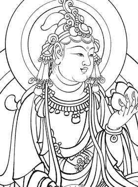 工笔画白描底稿榆林二十五窟局部板绘高清线稿初学者临摹创作参考
