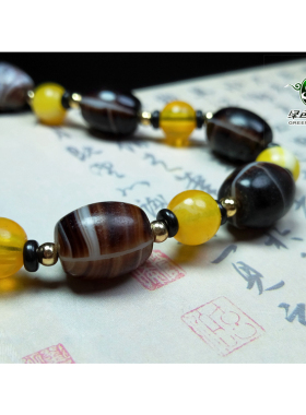 lssp/绿色石品wp1072 不还价 雪巴工艺仿缠丝老琉璃珠男士款手链