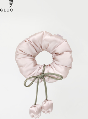 郁金香花苞桑罗真丝发圈
