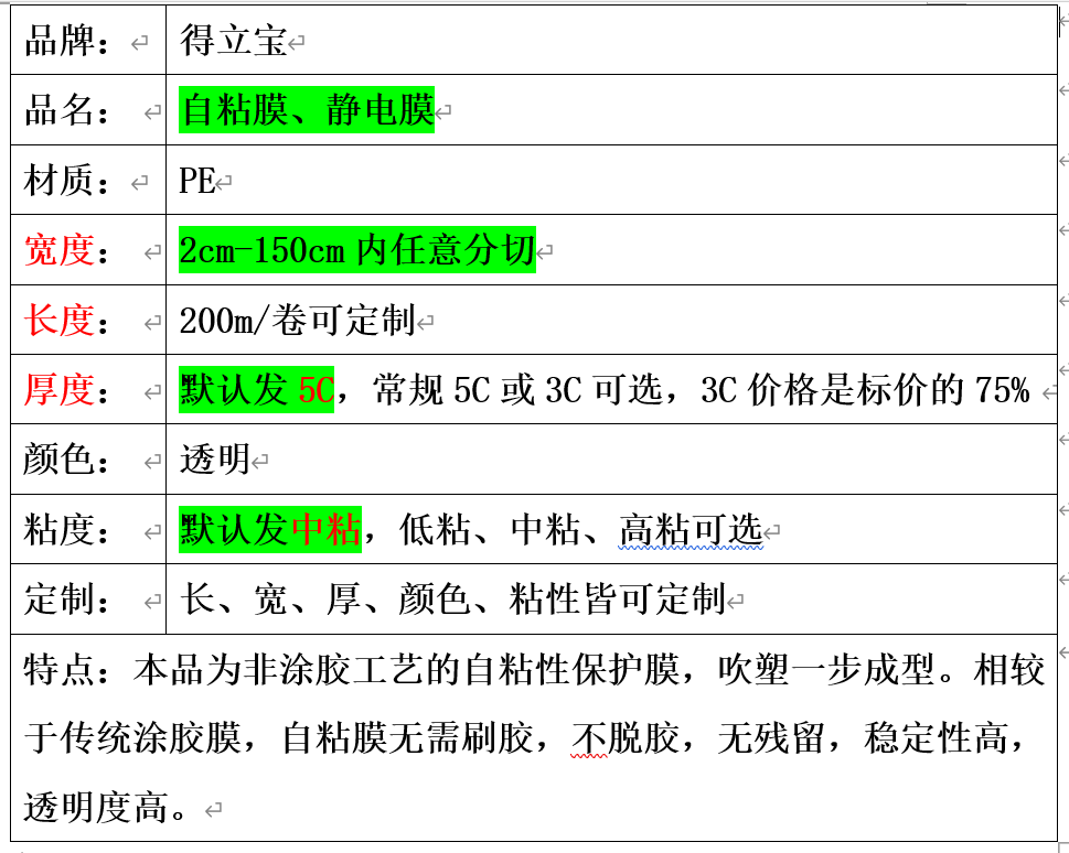 PE自粘保护膜吸附膜塑料五金不锈钢玻璃屏幕亚克力配件静电保护膜 - 图0