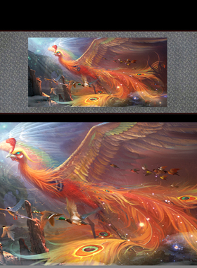 上古神兽朱雀丝绸画风水招财挂画客厅玄关装饰画卷轴画可百鸟朝凤