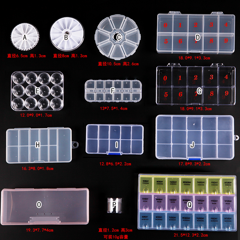 点点长方形透明塑料盘穿戴甲片配饰品钻首饰三角盘收纳盒美甲工具 - 图0
