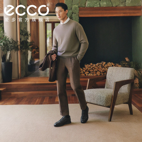 ECCO爱步男士经典婚鞋皮鞋 舒适增高男鞋爸爸皮鞋 雅仕207124 - 图1