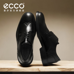 ECCO爱步皮鞋男 春夏布洛克真皮正装鞋德比鞋 里斯622104 622164