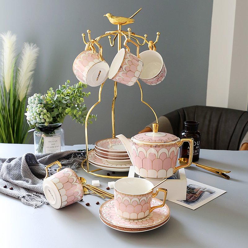 英伦风ins欧式陶瓷杯咖啡杯套装下午茶茶具创意杯子家用带碟勺架-图1