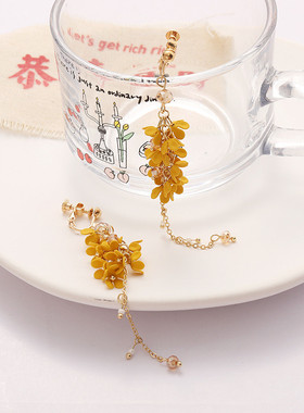 999纯银针超仙桂花花朵流苏耳环