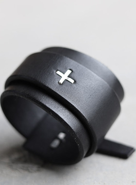 signal暗黑牛皮925小众十字手环