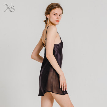 Xiangshun XS silk lace suspender skirt mulberry silk skirt sexy nightgown ສິ້ນແມ່ຍິງບ້ານ