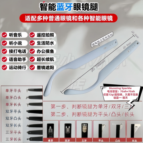 智能蓝牙眼镜腿隐形长续航设计适配替换配件听歌通话智能眼镜腿 - 图0