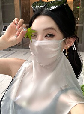 100%桑蚕丝面纱夏季户外防紫外线