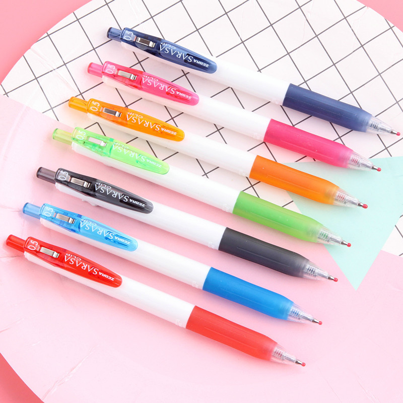 日本ZEBRA斑马彩色JJZ15W中性笔0.5考试笔按动水笔糖果色学生用笔 - 图0
