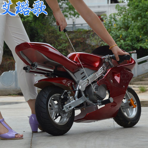 璐歌49cc2冲程迷你摩托车手拉启动烧油小型跑车型摩托车 - 图2