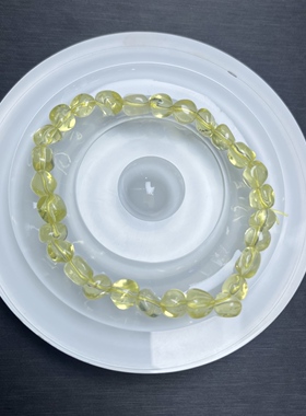 柠檬黄水晶糖豆单圈手链手串男珠子约7.6mm送朋友礼物气质百搭