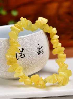 天然米黄玉手链女原石不规则水晶手串女闺蜜黄色手链送女朋友礼物