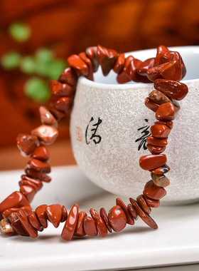 天然红碧玉手链女原石不规则水晶手串女闺蜜红色手链送女朋友礼物