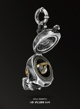 无垠925银可打开结构骷髅吊坠