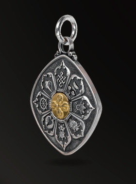 无垠925银可旋转九官八卦吊坠