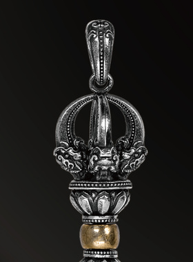 无垠925银原创设计金刚杵吊坠