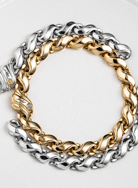 WUYIN无垠 莫比乌斯系列 无限手链 925银18K金 潮流复古个性