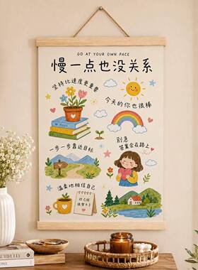 儿童房卡通励志标语装饰画