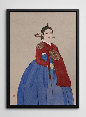 装饰画有框挂画墙壁画韩国朝鲜族舞蹈服装文化海报烤肉店冷面