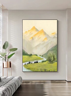 现代简约日照金山客厅装饰画抽象艺术感入户玄关沙发背景墙挂画