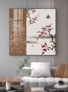 新中式风家居装饰画简约轻奢梅花餐厅书房卧室床头沙发背景墙挂画