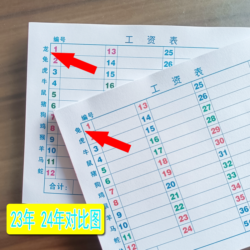 24年a4六彩用本1-49格生肖清单A5表格红蓝绿加厚盘点收码统计账本-图1