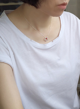 莫奈花园纯银花环镶钻项链