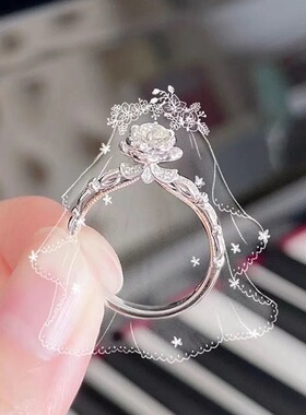 新款城堡烟花钻戒女纯银莫桑石