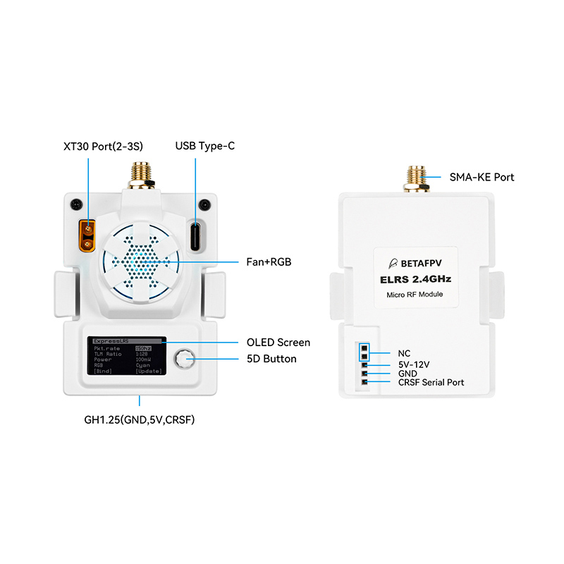 BETAFPV ELRS Micro lite远航高频头接收机穿越机信号增强2.4/915 - 图2