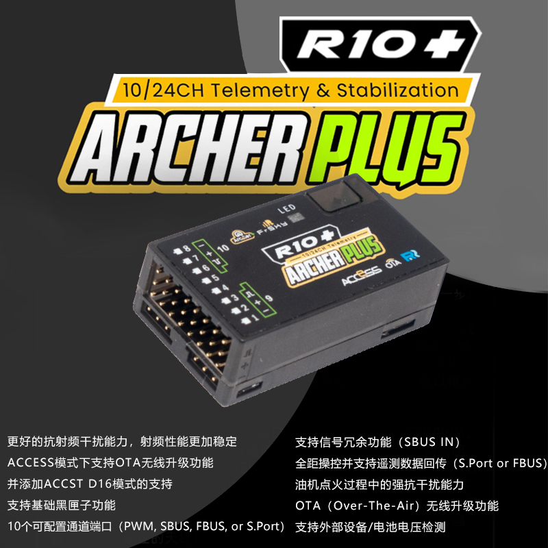 FrSky睿思凯接收机ArcherPlusR8接收器12通道2.4G天线R12+R10+R6 - 图2