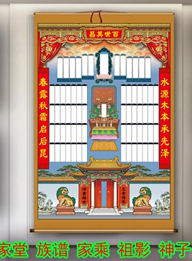 布料家谱族谱家堂轴子神轴祖影