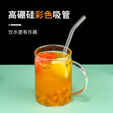 Коктейльные трубочки 彩色玻璃弯头吸管食品级环保饮料水杯子饮管非一次性包装奶茶粗管