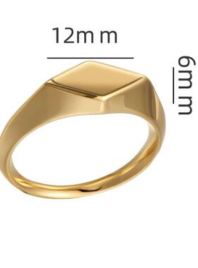 欧美金色不规则钛钢指环复古情侣戒指菱形戒指女小众设计