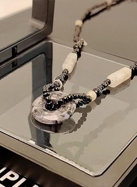 平安扣项链男潮轻奢小众高级感嘻哈风吊坠个性男士复古锁骨链配饰