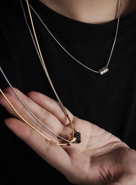 钛钢项链男高级感百搭蛇骨链设计项链女个性小众编织立体感配饰